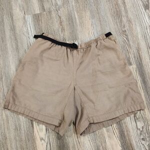 Patagonia GI Beige Belted Shorts Mens XL Organic Cotton 3 Pocket Elastic Waist